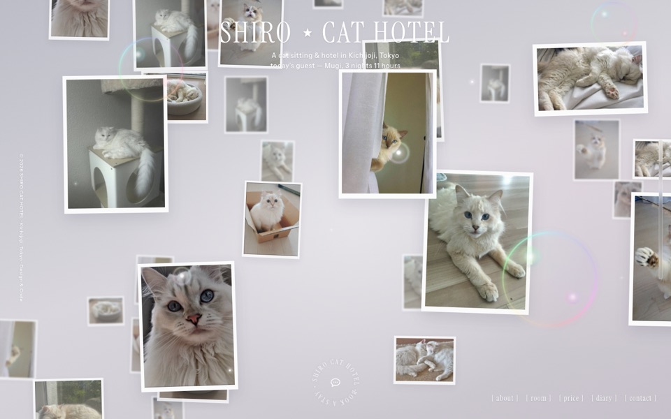 架空ブランド SHIRO CAT HOTEL のLPのファーストビュー